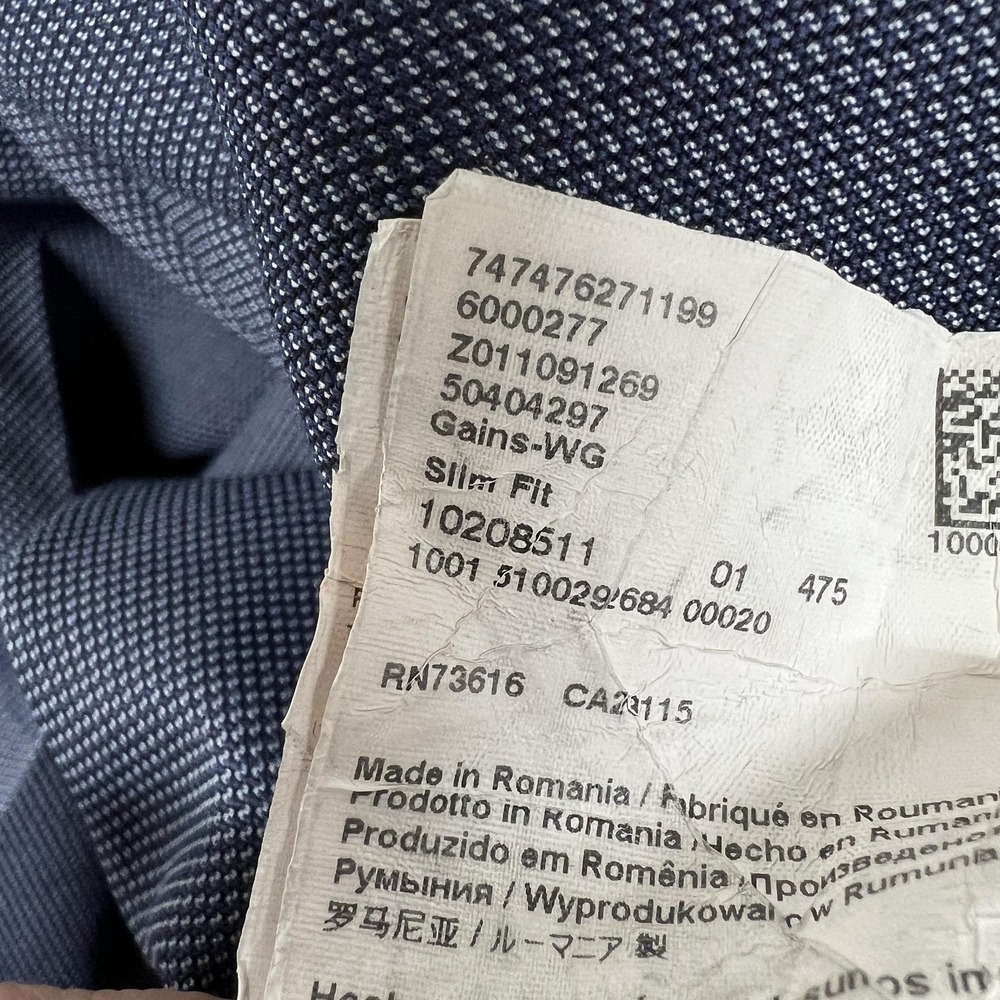 Hugo Boss Crigan Pants Mens 34 Blue Slim Wool Blend Dress Trousers Actual35x29 - Picture 11 of 16